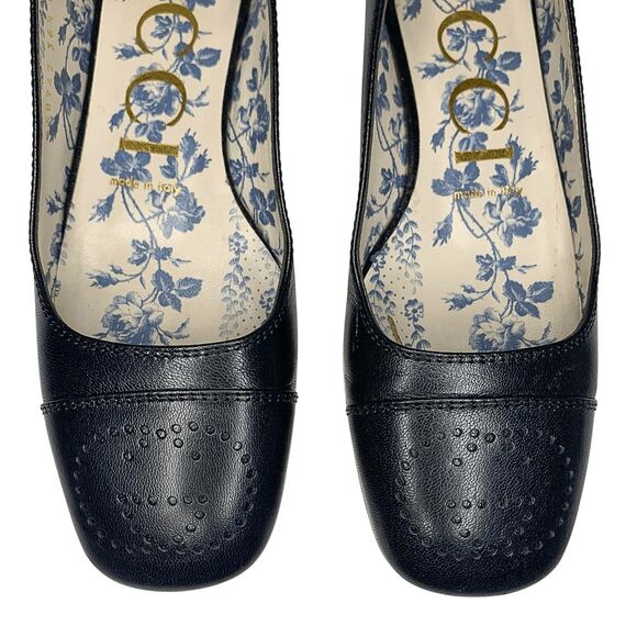 Gucci Hills GG Logo Ballet Flats EU 36.5 US 6.5 Cap Toe Double G Leather - Picture 5 of 14